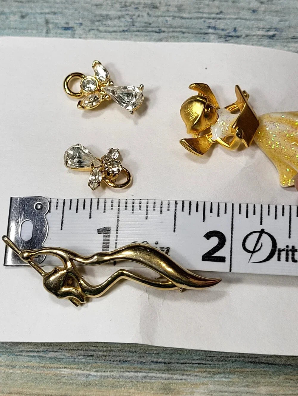 Gold Tone Angel and Cherub Jewelry Pin & Brooch - Sparkle Angel Pendant